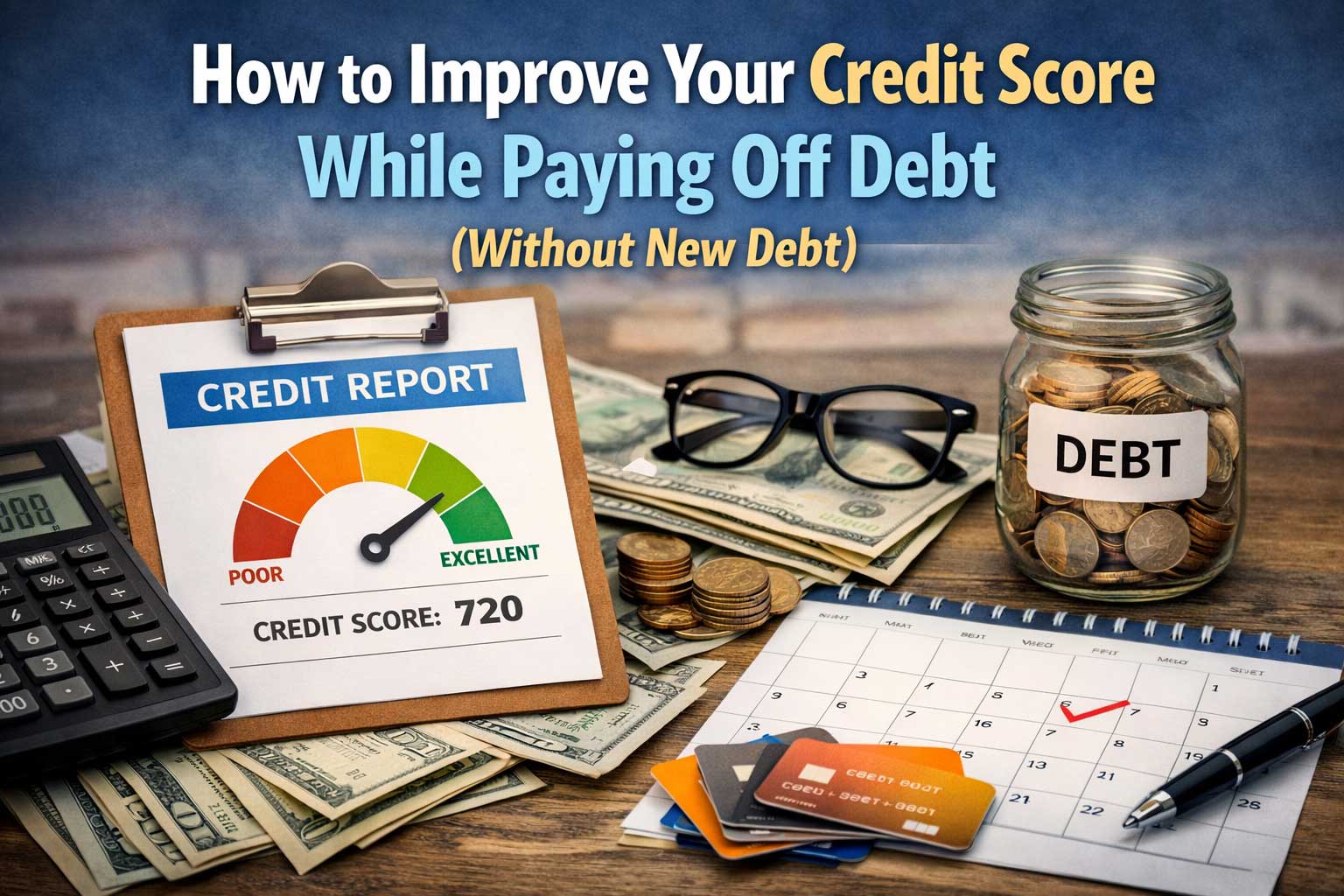 How to Improve Your Credit Score While Paying Off Debt (No New Debt)